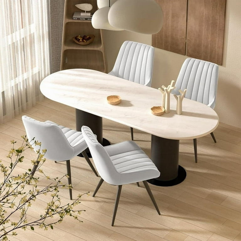 Dining Chairs Set of 4, Comfy Kitchen Side Chairs with Thick Cushions & Metal Legs