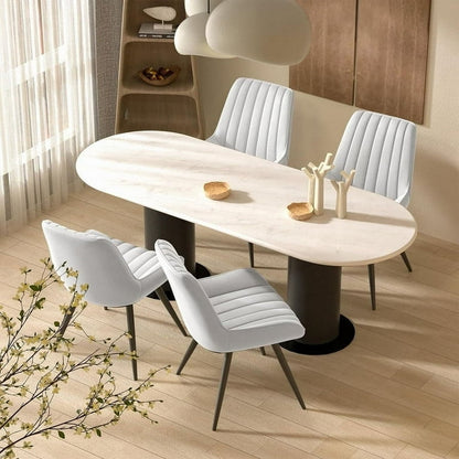 Dining Chairs Set of 4, Comfy Kitchen Side Chairs with Thick Cushions & Metal Legs