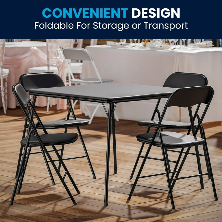 5-Piece Vinyl Folding Card Table and Chairs Set