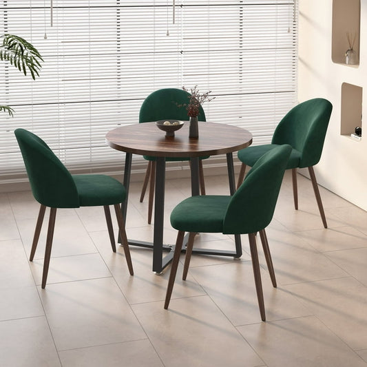 Round Table with 4 Velvet Chairs