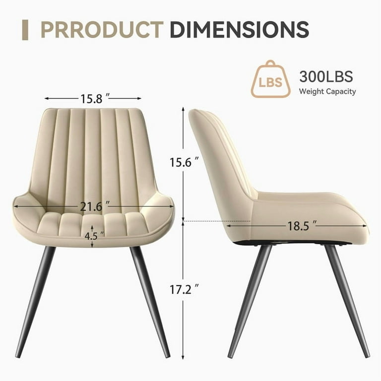 Modern White Dining Chairs Set of 4 – Faux Leather & Metal Legs