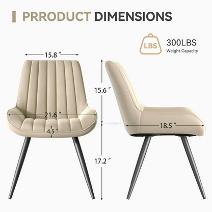 Modern White Dining Chairs Set of 4 – Faux Leather & Metal Legs