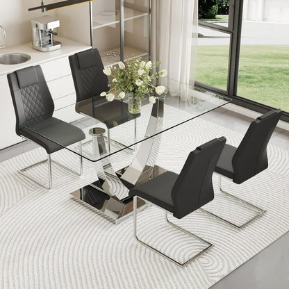 Glass Dining Room Table Set for 4