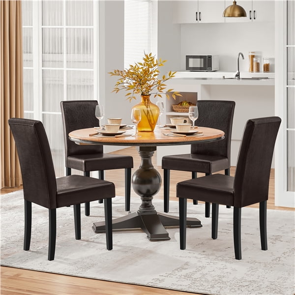 Faux Leather Dining Chairs Set of 4