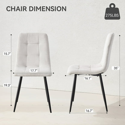 Modern Upholstered Fabric Kitchen Chair with Metal Legs for Living Dining Room
