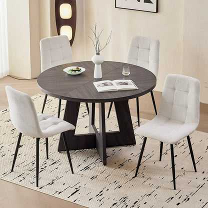 Modern Upholstered Fabric Kitchen Chair with Metal Legs for Living Dining Room
