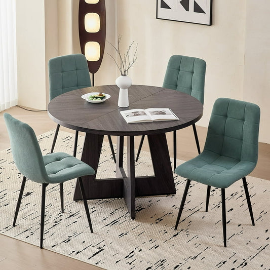 Modern Upholstered Fabric Kitchen Chair with Metal Legs for Living Dining Room