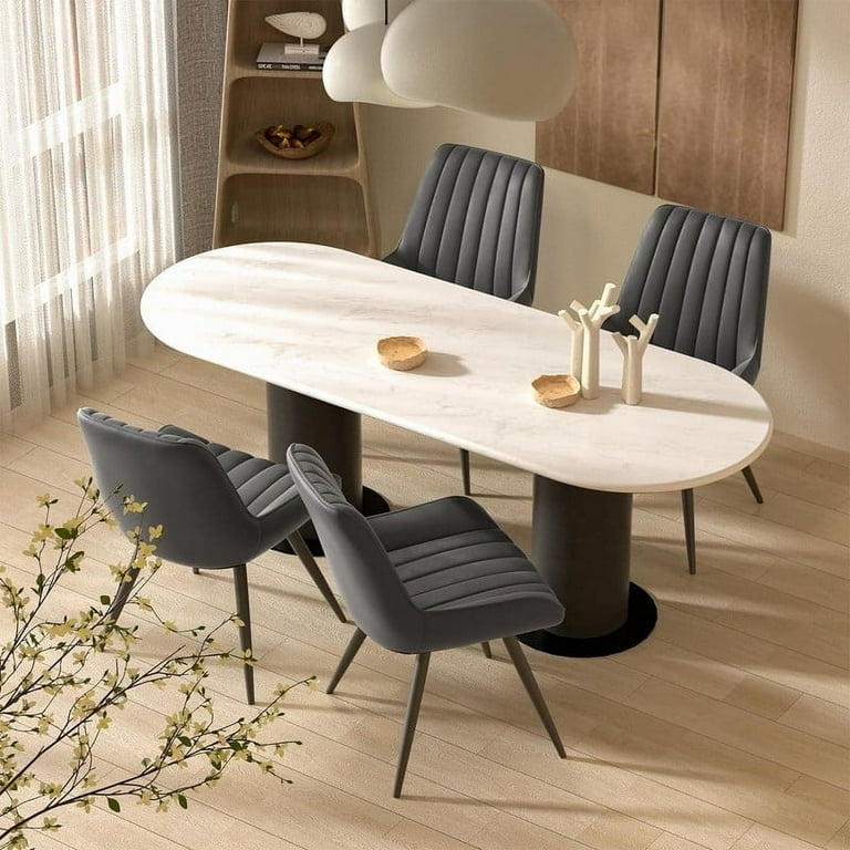 Dining Chairs Set of 4, Comfy Kitchen Side Chairs with Thick Cushions & Metal Legs