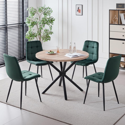 5 Piece Round Dining Table Chairs Set for 4