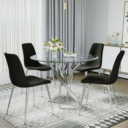 5-Piece 36" Round Glass Dining Set