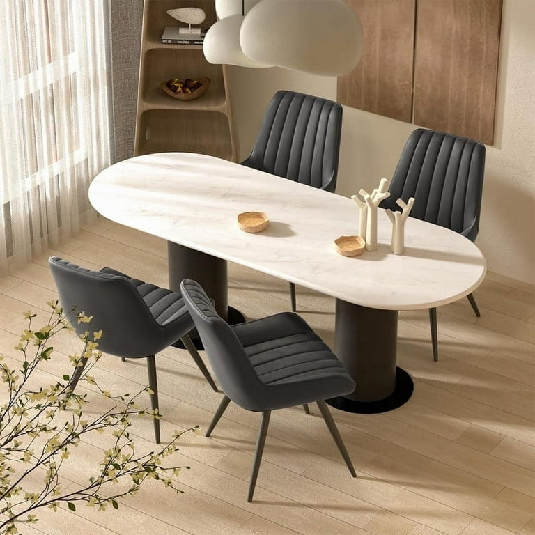 Dining Chairs Set of 4, Comfy Kitchen Side Chairs with Thick Cushions & Metal Legs