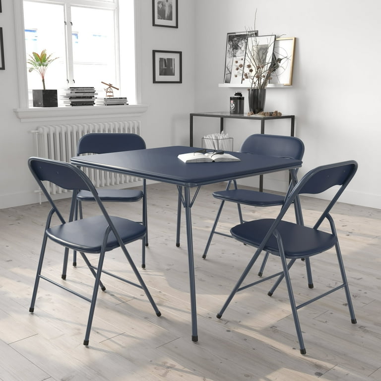 5-Piece Vinyl Folding Card Table and Chairs Set