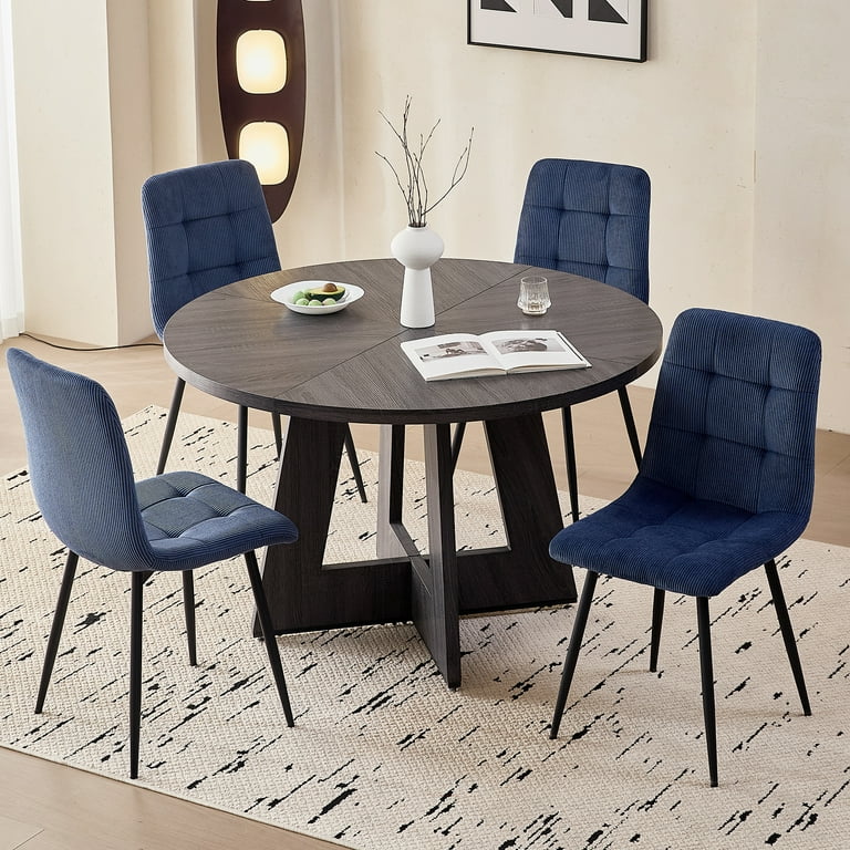 Modern Upholstered Fabric Kitchen Chair with Metal Legs for Living Dining Room