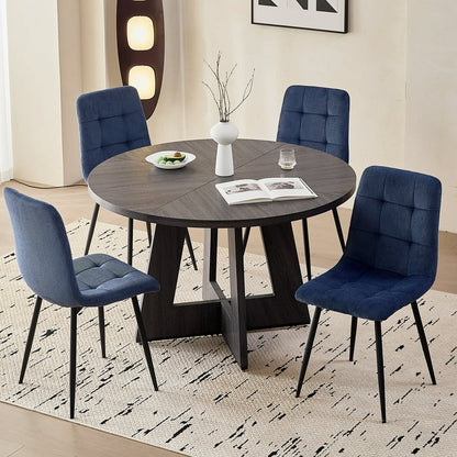 Modern Upholstered Fabric Kitchen Chair with Metal Legs for Living Dining Room