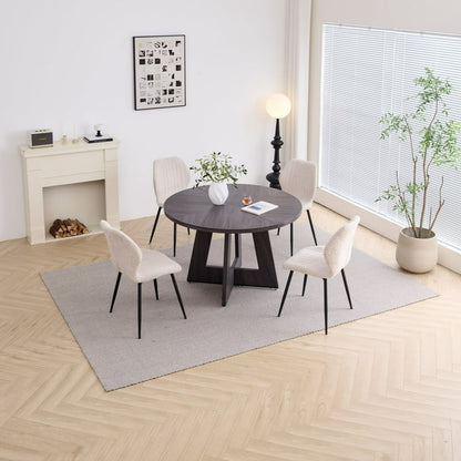 Modern Dinning Room Chairs, Wood Dinner Table &Upholstered Fabric Chairs Set of 4