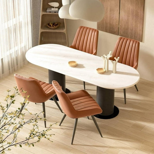 Dining Chairs Set of 4, Comfy Kitchen Side Chairs with Thick Cushions & Metal Legs