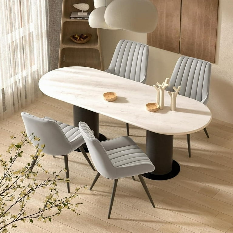 Dining Chairs Set of 4, Comfy Kitchen Side Chairs with Thick Cushions & Metal Legs