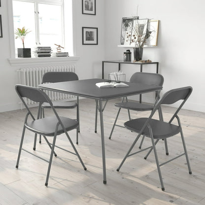 5-Piece Vinyl Folding Card Table and Chairs Set