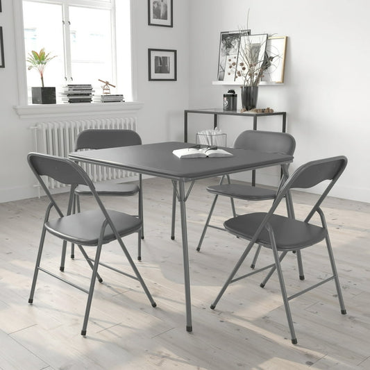 5-Piece Vinyl Folding Card Table and Chairs Set