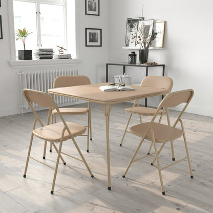 5-Piece Vinyl Folding Card Table and Chairs Set