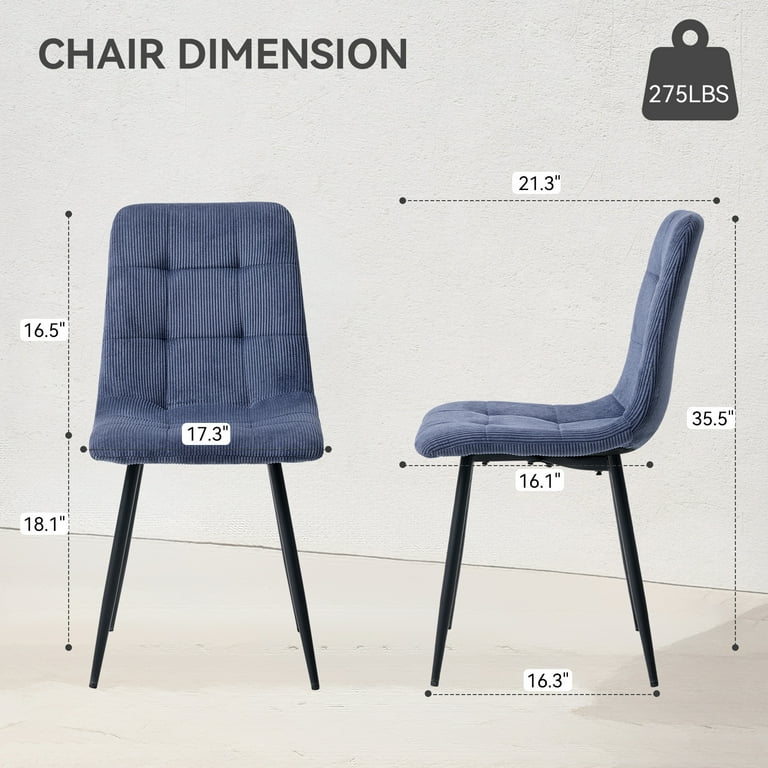 Modern Upholstered Fabric Kitchen Chair with Metal Legs for Living Dining Room