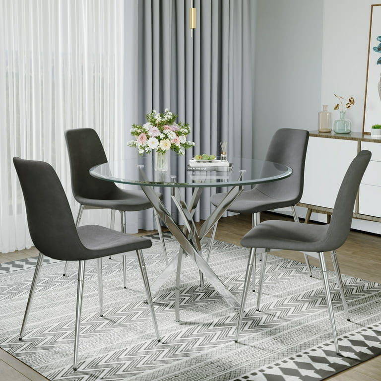 5-Piece 36" Round Glass Dining Set