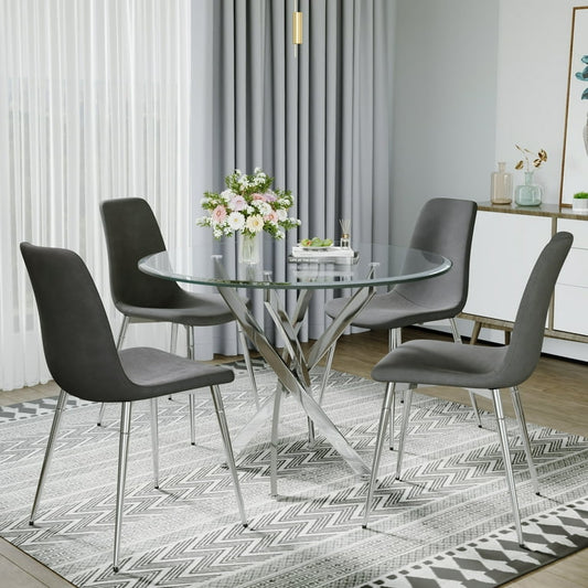 5-Piece 36" Round Glass Dining Set