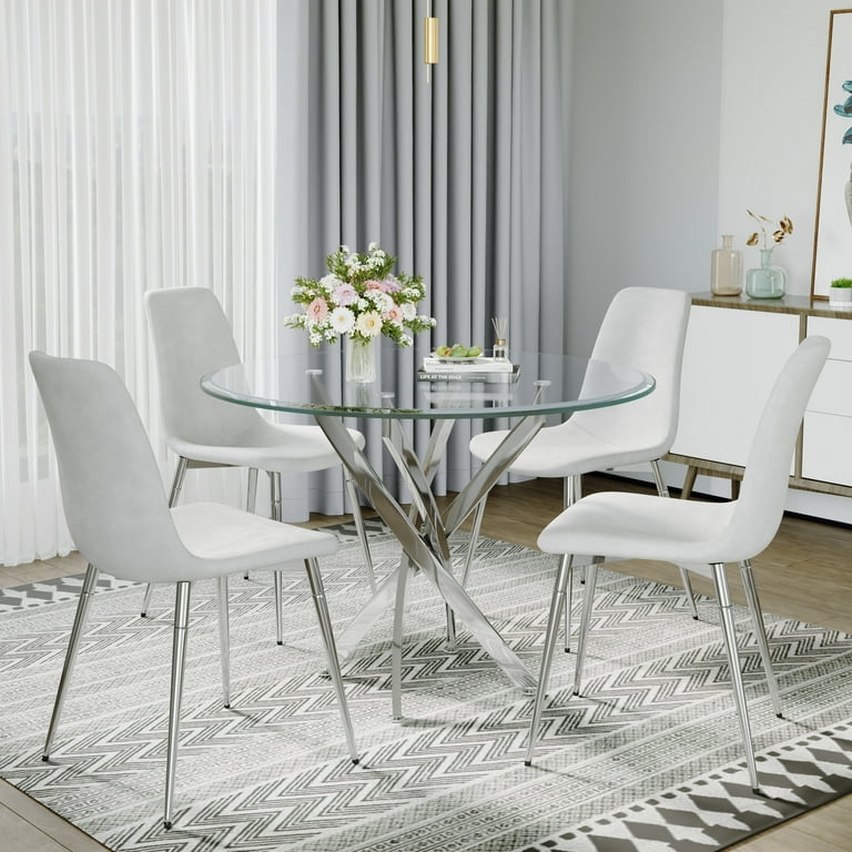 5-Piece 36" Round Glass Dining Set