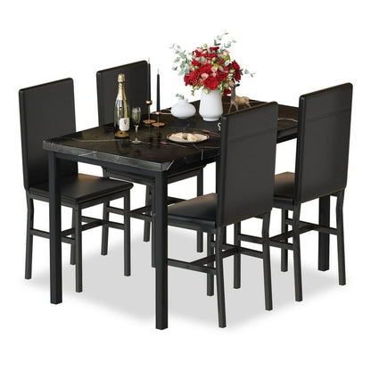 Faux Marble Dining Table Chairs for Breakfast Corner, Kitchen, Dining Room