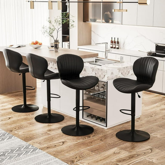 Modern Swivel Counter Bar Stool, Faux Leather